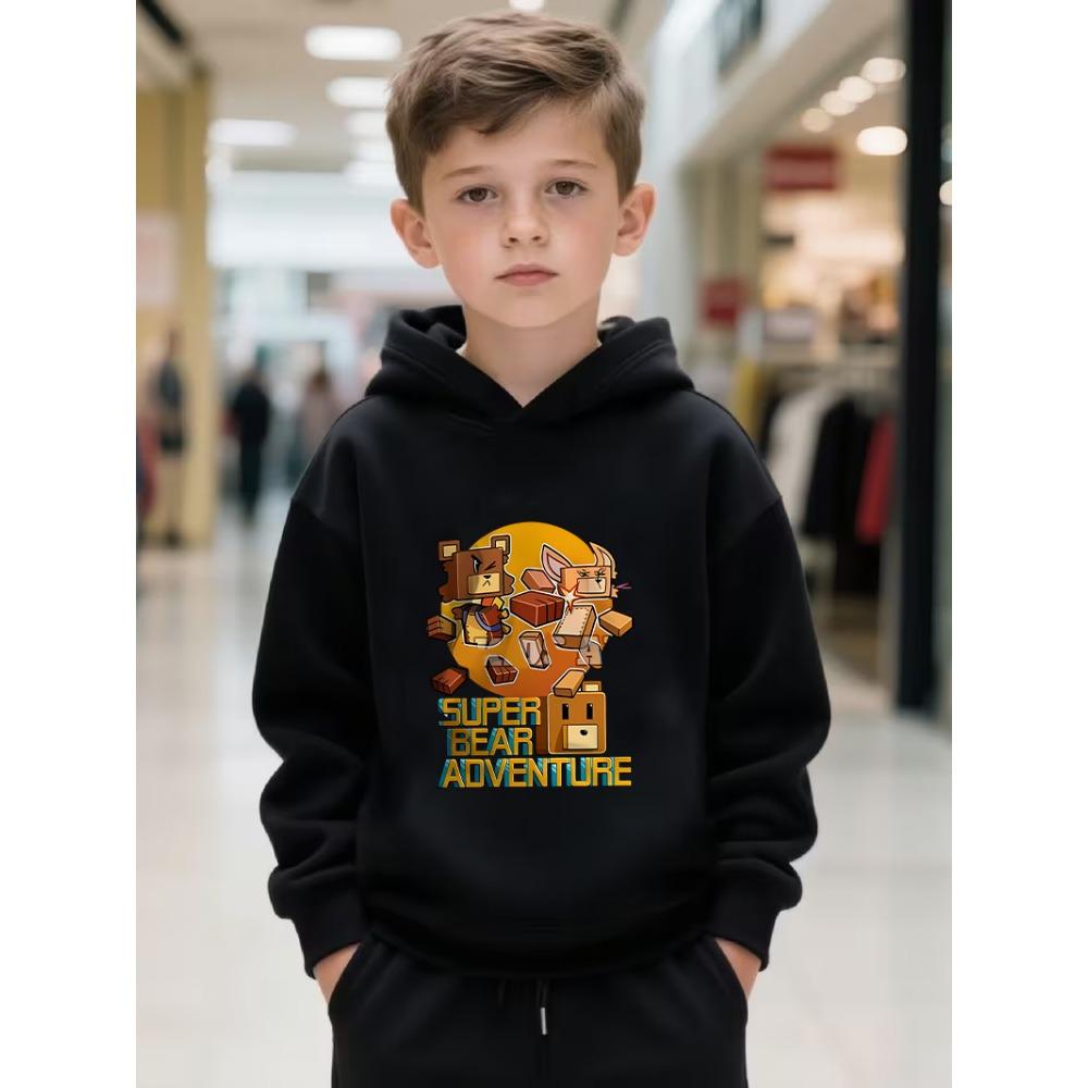 Детская куртка с принтом в стиле игры Super Bear Adventure - Повседневная стильная толстовка с капюшоном для мальчиков и девочек