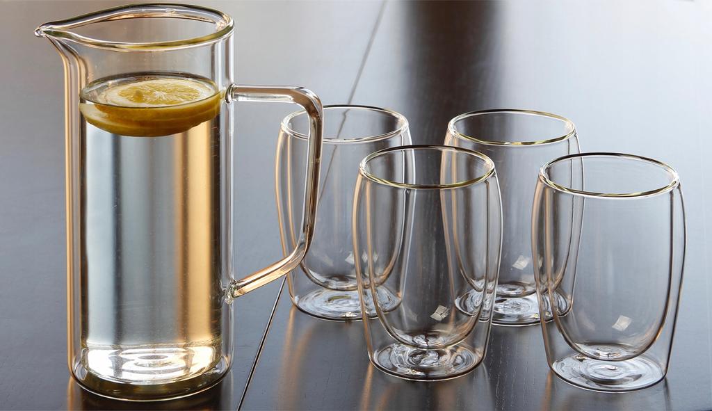THERMAL GLASSES 300ml FOR COFFEE AND TEA WITH HANDLE SET x6 PIECES