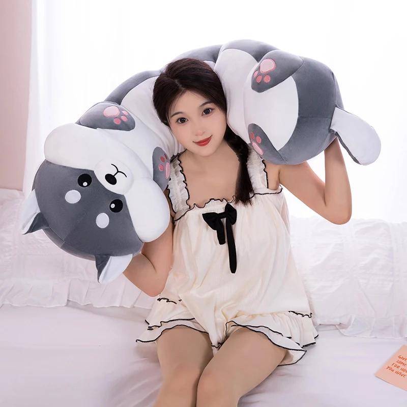 80/100 см Милый мягкий кролик свинья хаски гусеница плюшевая большая длинная подушка мягкая игрушка в виде червяка кукла детский подарок на день рождения