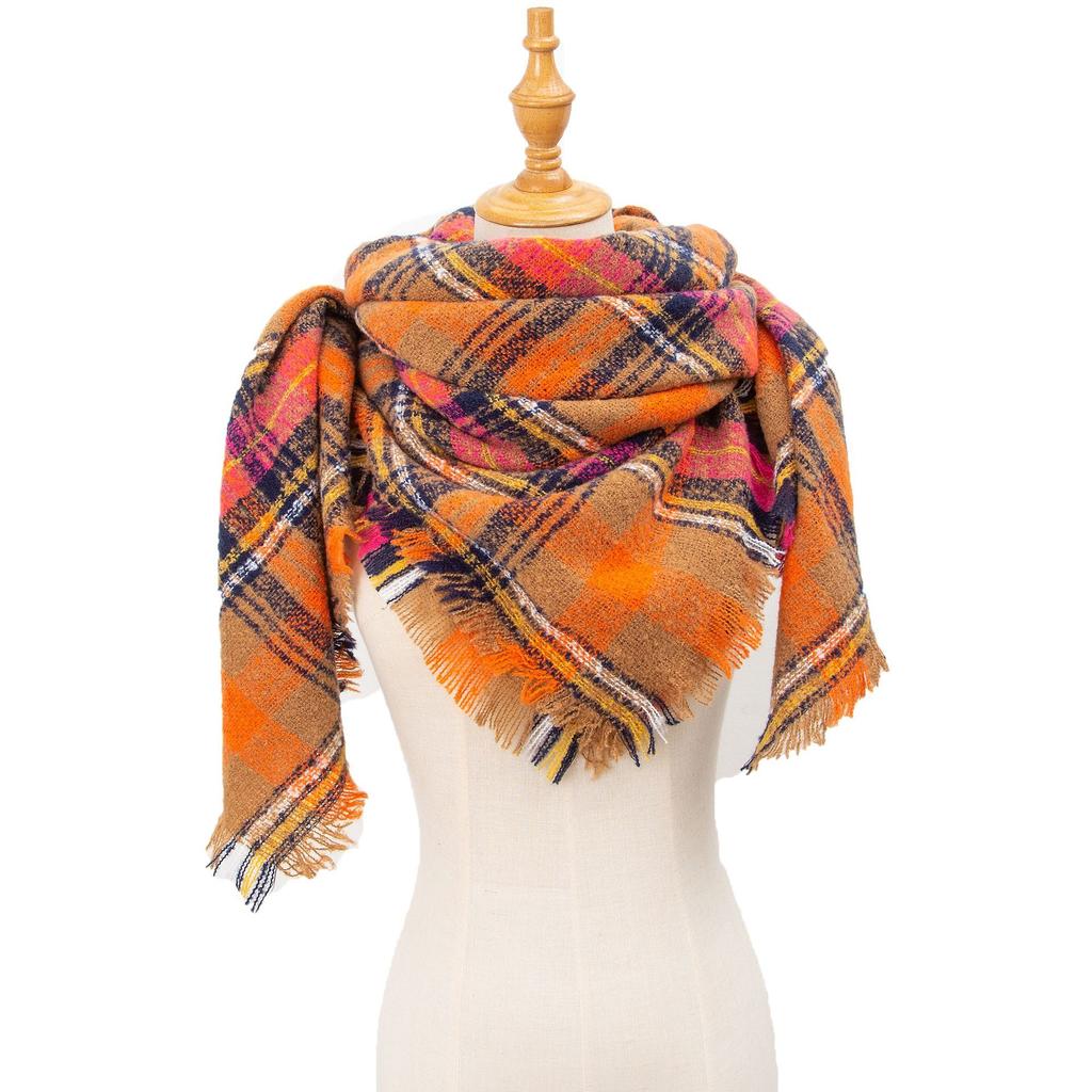 Spring Autumn Winter Shawl Ladies Plaid Triangle Scarf