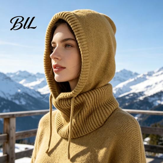 Breathable Winter Face Mask Balaclava Hat for Men And Women, Windproof Thermal Headwear Extreme Cold Knitted Hooded Neckerchief, Adjustable Drawstring