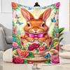 Springtime Bunny Garden Blanket,Suitable for sofas, offices, travel, living rooms, Gifts to relatives and friends, Blanket,Suitable for all seasons.