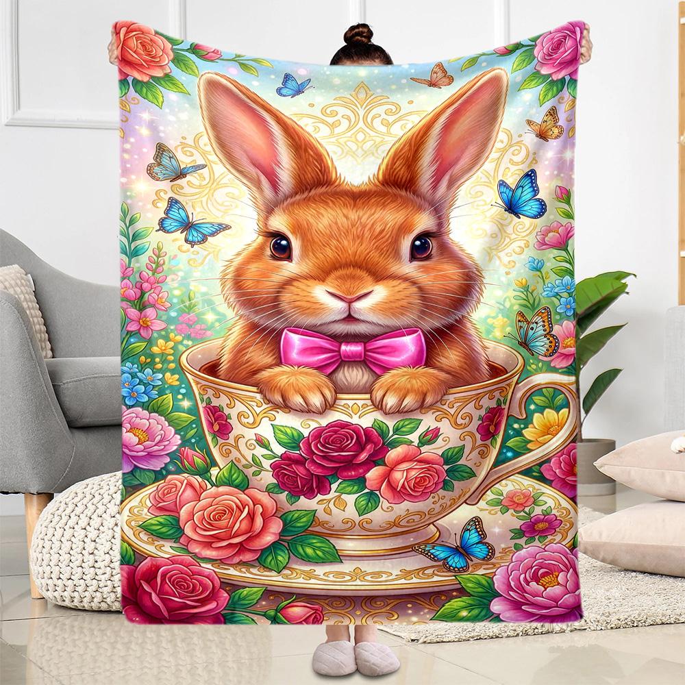 Springtime Bunny Garden Blanket,Suitable for sofas, offices, travel, living rooms, Gifts to relatives and friends, Blanket,Suitable for all seasons.
