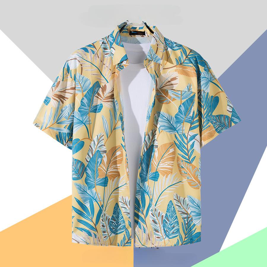 Цветочная рубашка Мужская летняя свободная повседневная рубашка с короткими рукавами