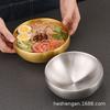 Корейская миска для холодной лапши, золотая миска из нержавеющей стали для лапши быстрого приготовления, двухслойная утолщенная миска для смешанного риса, большая суповая миска.