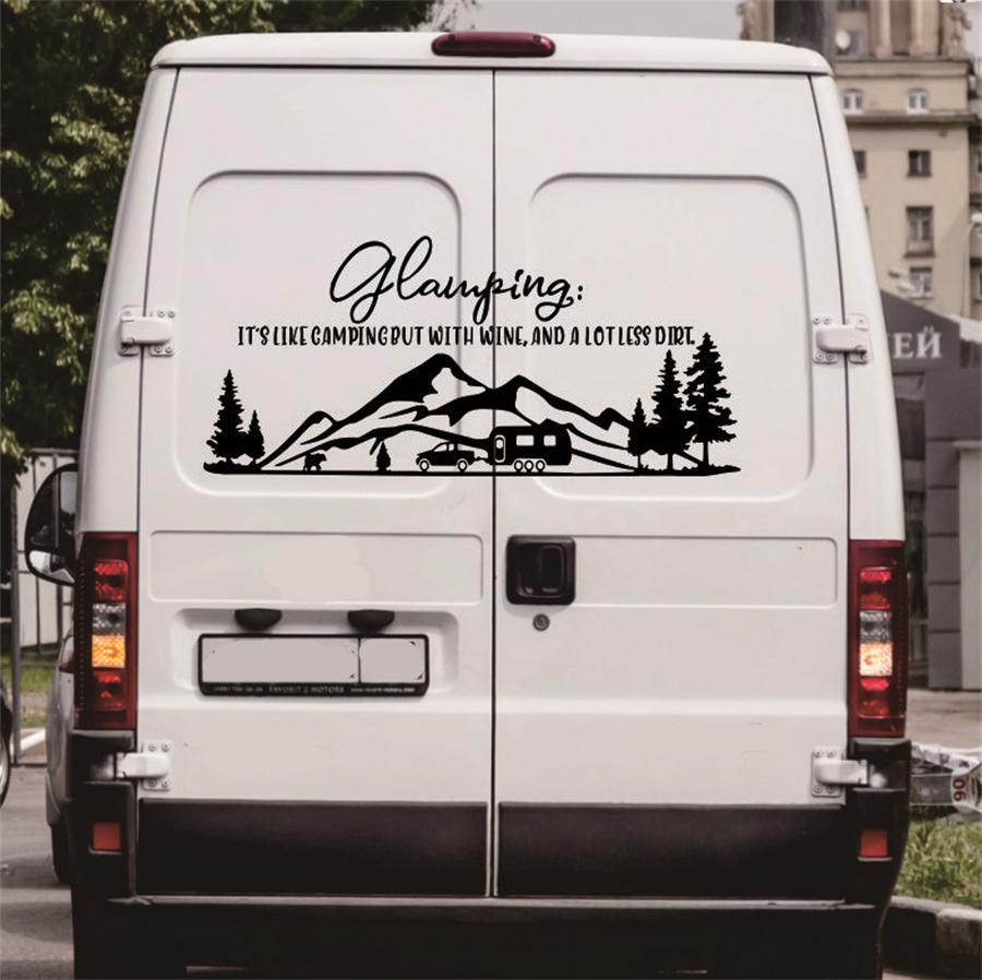 Для Глэмпинга Наклейка на Автодом, Виниловая Наклейка для Автодома, Наклейка для Автодома, Водонепроницаемая, Приключение, Гора, Дерево, Украшение