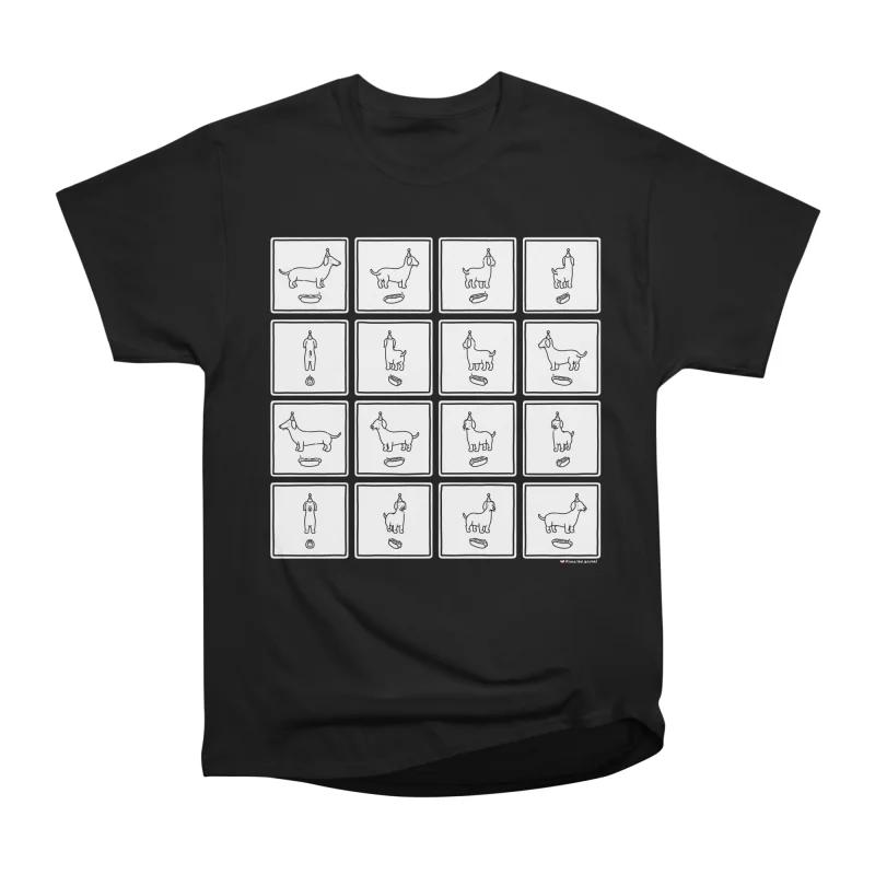 Men Casual Shirts Short Sleeves HOT DOG Black Tees Oversized T-shirts