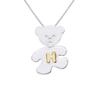 Children's Pendant - LÉA &; ARTHUR - OURSON - 925 Rhodium Silver - Letter H Yellow Gold Plated