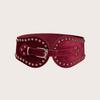 Womens Faux Adjustable Leather Waist Belt With Rivet Decor Western Style For Wear Winter