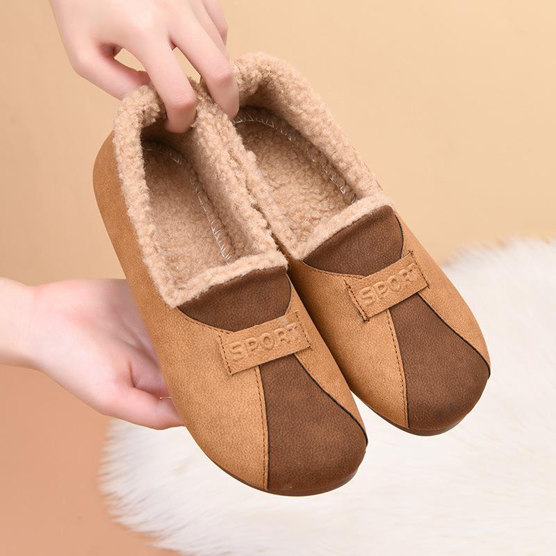 Модные слипоны в форме боба, повседневные, с флисом и утолщенным хлопком