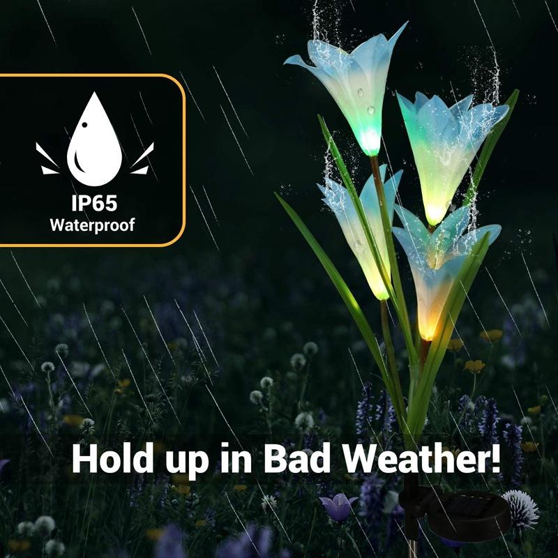 Vogue Outdoor Lily Pathway Lights Двор Садовые украшения Солнечные водонепроницаемые цветы для патио