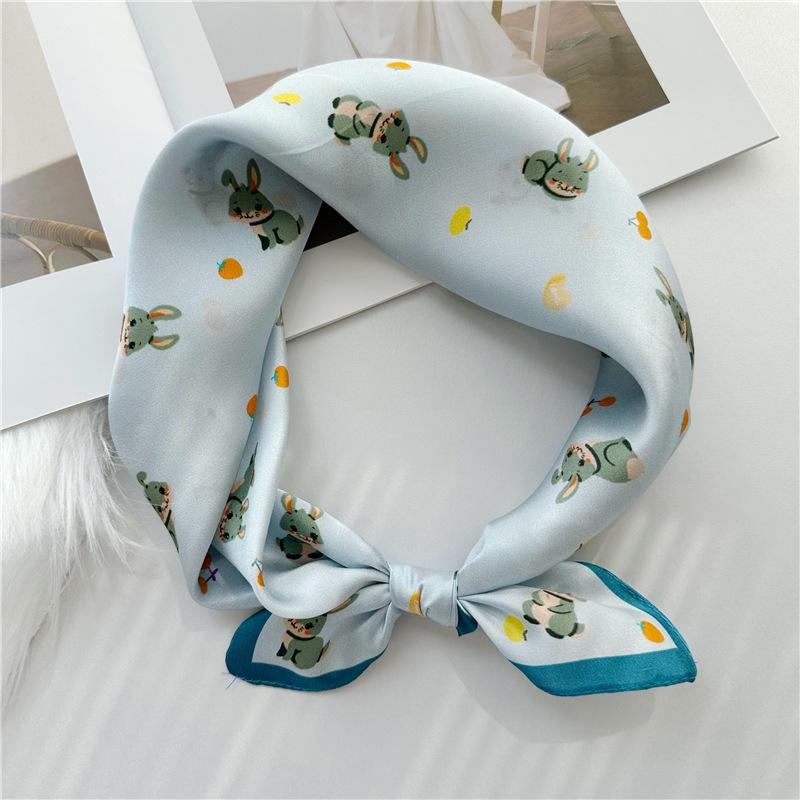 53*53cm Square Silk Scarf Women's Fashion Printed Small Neck Scarf Office Women's Hair Belt Folar Handkerchief Women's Handkerchief Scarf