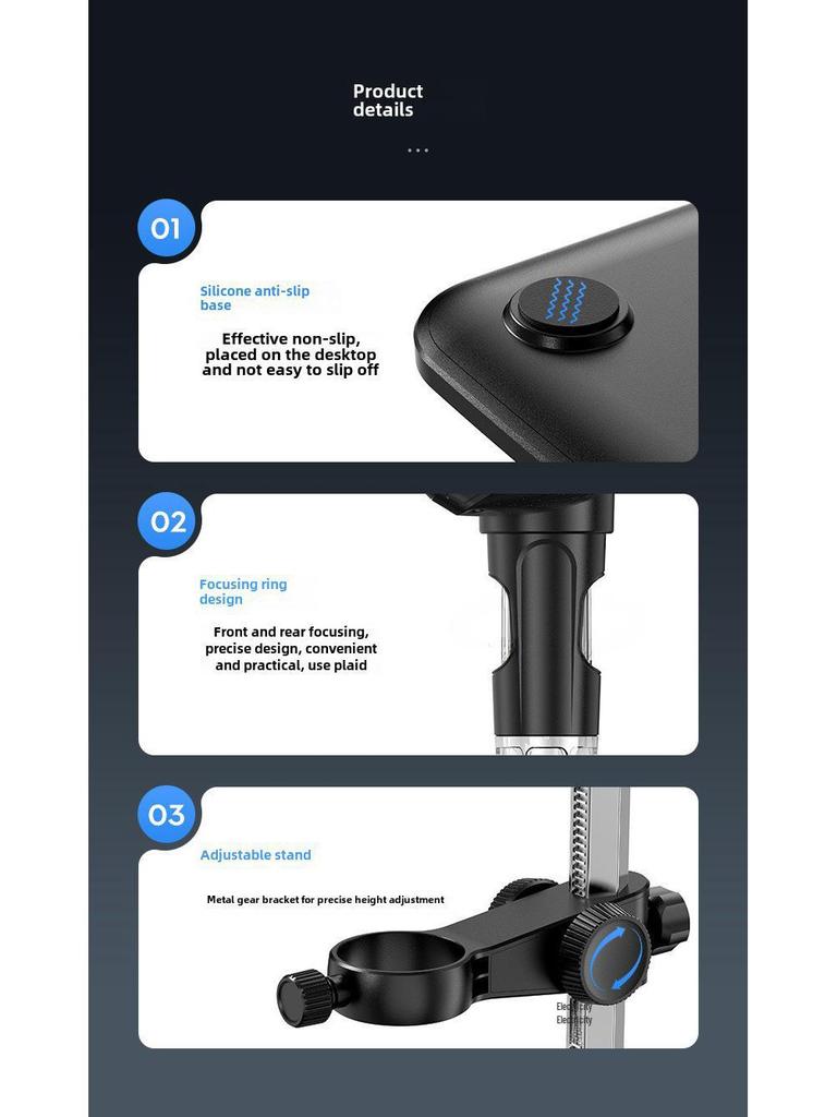 7-дюймовый HD цифровой микроскоп для ремонта печатных плат мобильных телефонов - увеличение 1200x