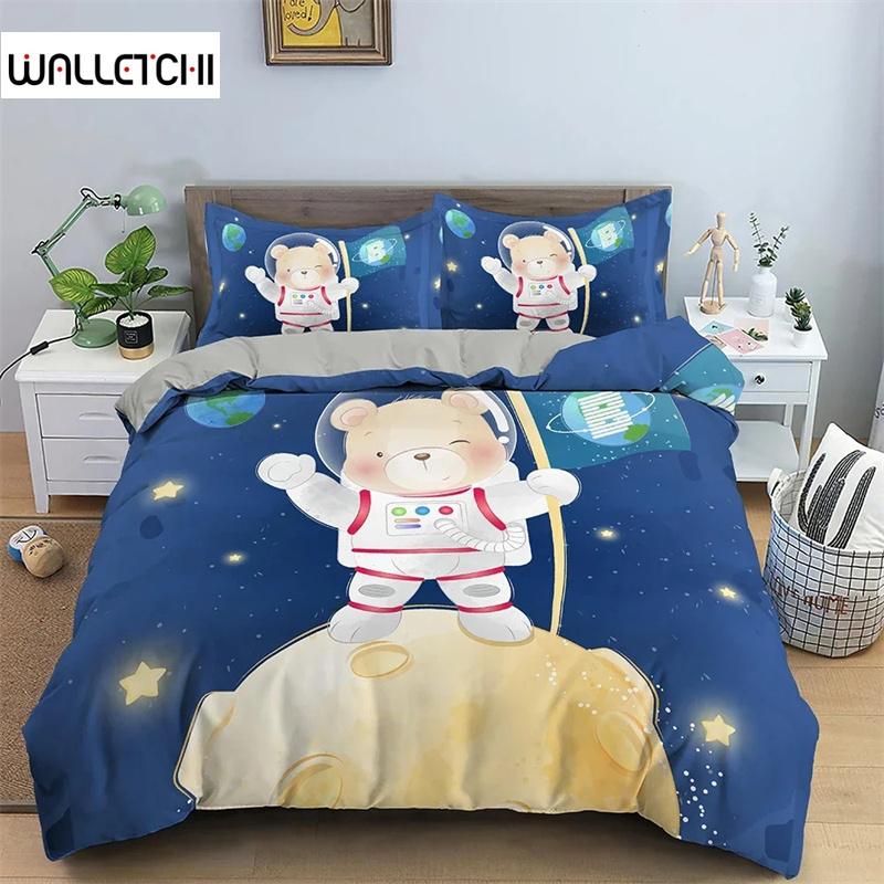 Cartoon Animal Duvet Cover Set Kids Lion Hippo Giraffe Pattern Bedding Set,Duvet Cover Comforter Bed Set Quilt Cover Pillowcase