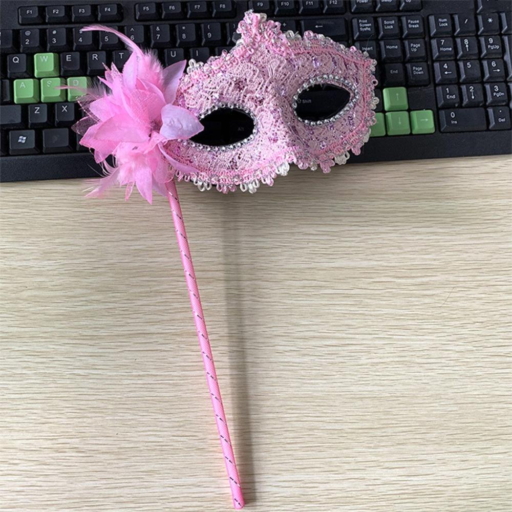 With Holding Stick Handheld Masquerade Masks Translucent Half Face Mask for Women