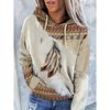 Women's Casual Fashion Round Neck Pullover Sweatshirt Western Ethnic Style Retro Printed Sweatshirt Hoodies