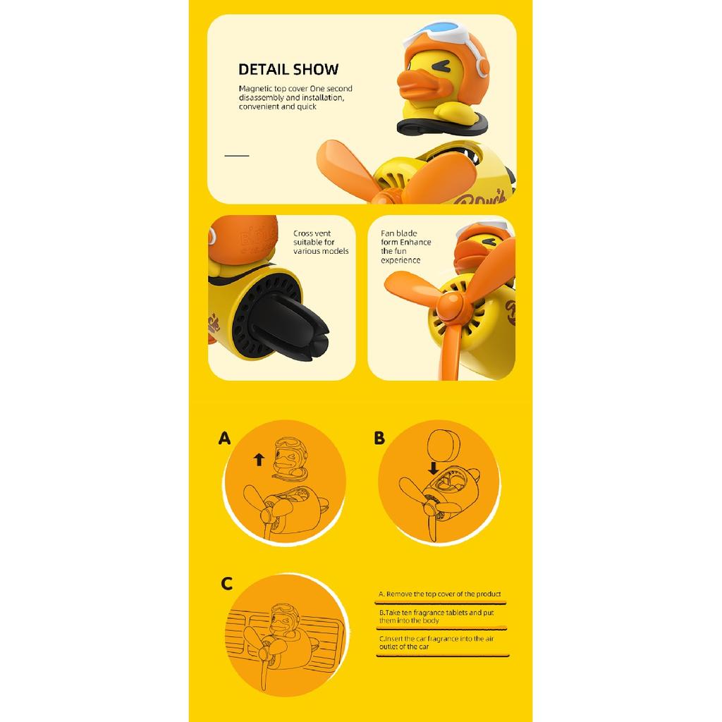Автомобильный освежитель воздуха Duck Pilot Vent, диффузор для духов, вращающийся пропеллер, воздухозаборник, аромат, милый мультяшный декор, авто