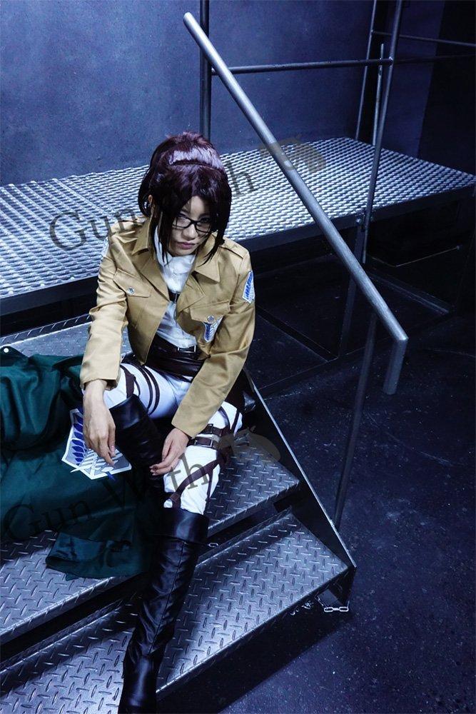 Атака титанов куртка исследовательского корпуса крылья свободы косплей костюм унисекс Эрен Микаса Леви Ханге [Пистолет с] (L)