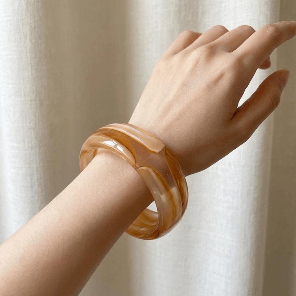 Round Resin Bangle Europe American Style Exaggerated Bracelet Temperament Cuff Bangles  Girls