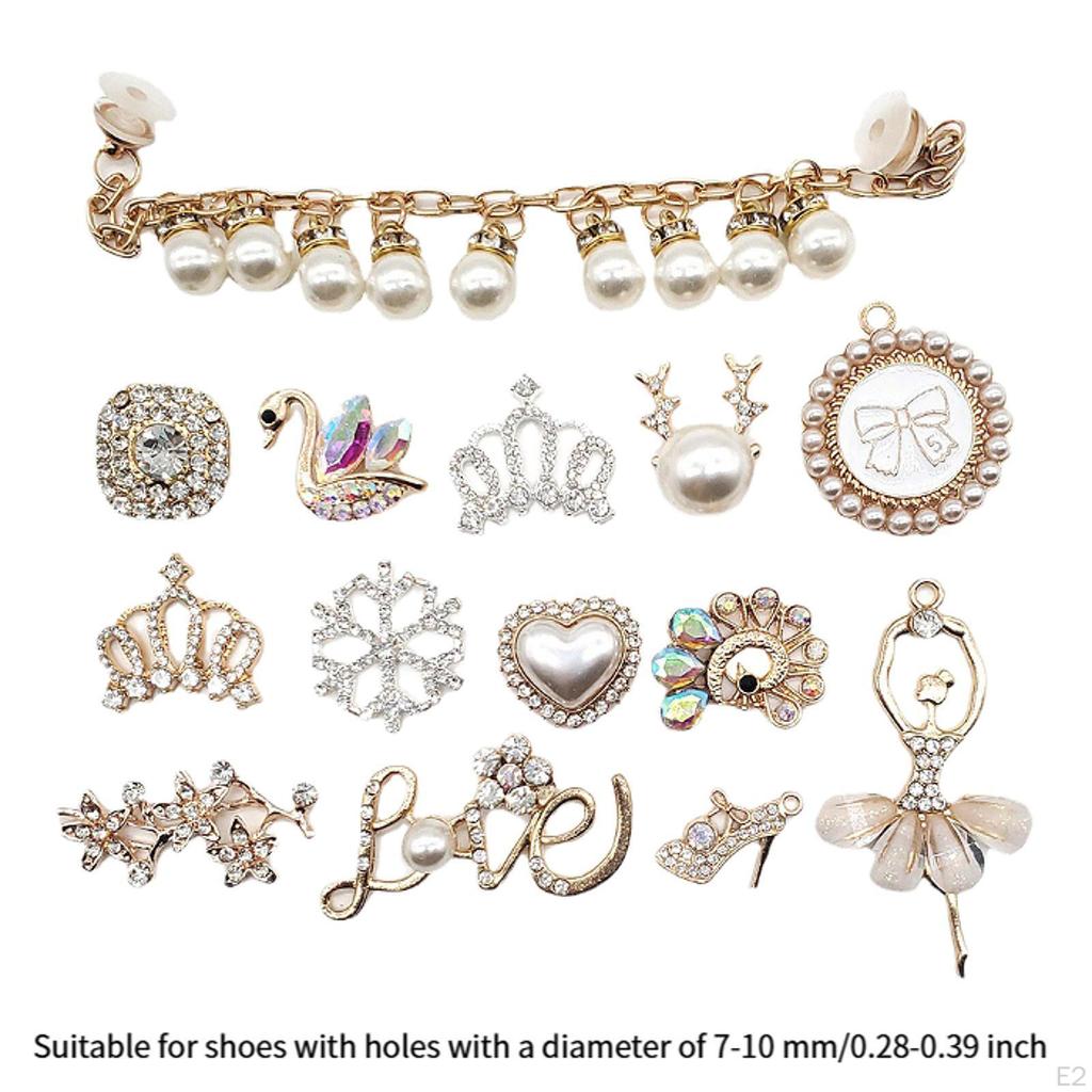 14 шт. подвески в виде цепочек для обуви Bling, модные украшения для женских туфель-сабо