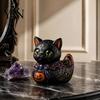 Witchy Cat Duck Sculpture Midnight Witches Figurine, Dark Fantasy Resin Whimsical Decor Accessories Statue, Gothic Cat-Duck Ornament, Spooky Halloween