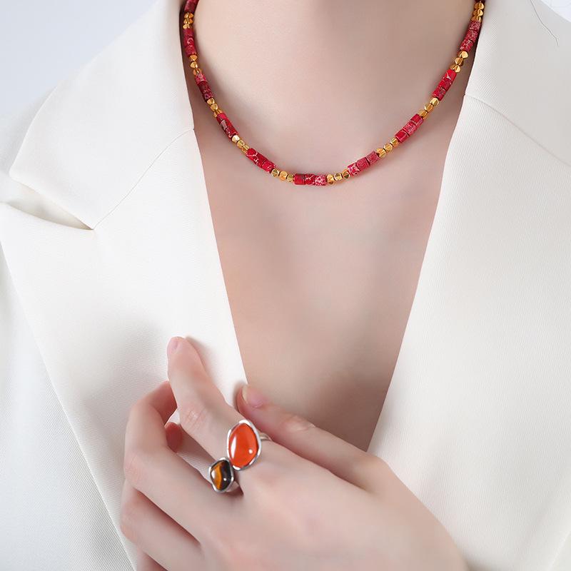 Европейско-американское летнее многоцветное ожерелье из бисера, 18-каратного золота, с имперским камнем и феей