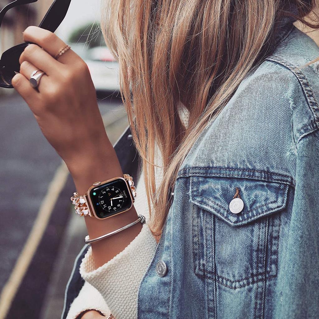Браслет с кубинскими звеньями для Apple Watch, ремешок 40 мм, 41 мм, 38 мм, 44 мм, 45 мм, 42 мм, трендовый металлический браслет, браслет iWatch серии 3, 4, 5, 6, se 7, ремешок