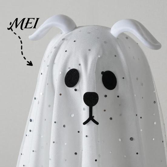 Playful Ghost for Indoor Parties 3 Pcs Lighted Dog Hanging Ornaments, Spooky Halloween Outdoor Flying Floating Decor Gauze with LED Light Tree