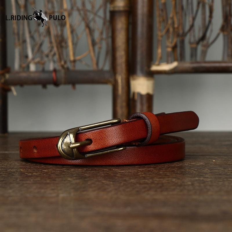 Женский тонкий ремень Медная пряжка в форме туфли с курткой Женский из чистой коровьей кожи Ретро Модный тренд Узкий ремень