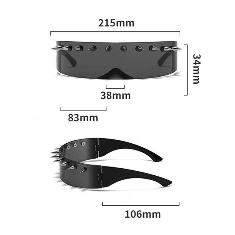 1Pieces Novelty Punk Glasses Rock Large Shield Spike Fashion Weird Club Sunglasses Mountaineering Glasses