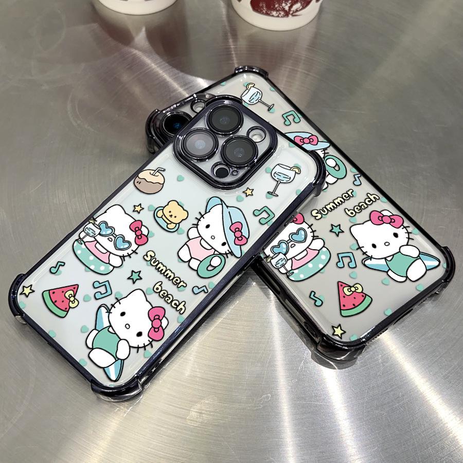 Sanrio TK Черный чехол с полным покрытием и гальваническим покрытием для Apple 14PM