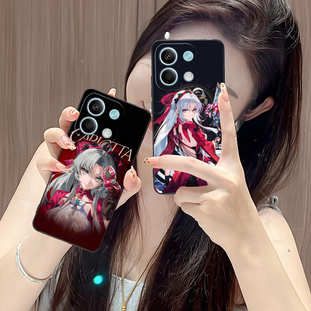 Чехол для телефона Wuthering Waves Carlotta для Xiaomi POCO M6 M5 M4 M3 X7 X6 X5 X4 X3 F6 F5 F4 Pro GT 5G Черные мобильные телефоны Умный чехол