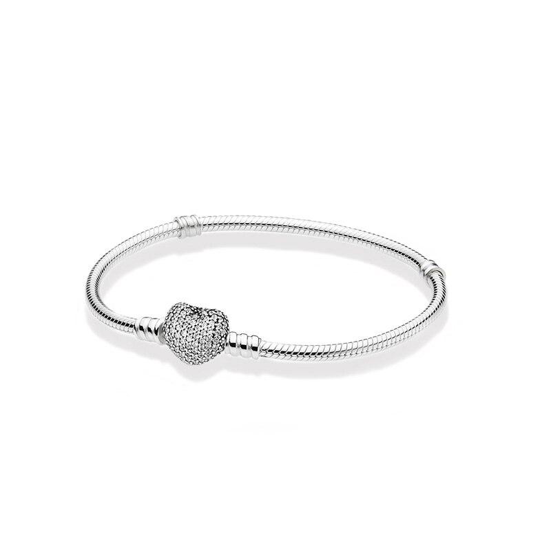 925 Sterling High Quality Authentic Silver Color Snake Chain Fine Bracelet Fit European Charm Bracelet for Women Jewelry Making