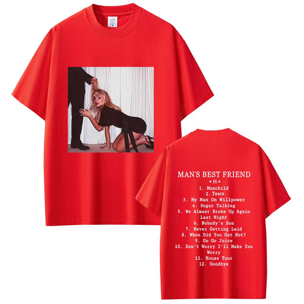Sabrina Carpenter Mans Best Friend Album Graphic T Shirts Male Vintage Streetwear Men Women Fashion Casual Oversized Tshirt