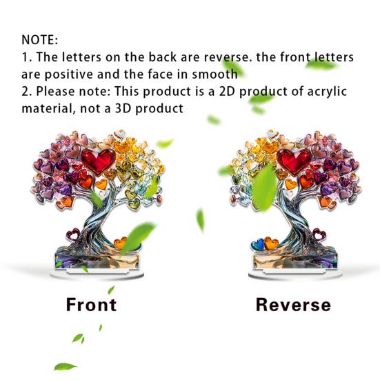 Love Heart Tree Ornament Colorful Acrylic 2D Flat Decoration Valentine's Day Decor Tabletop