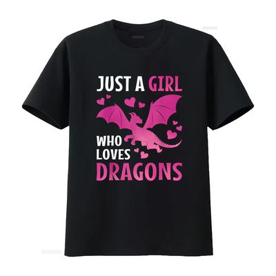 Just A Girl Who Loves Dragons Cute Dragon Lover T Shirt Vintage Washed For Everyday Wear Unisex