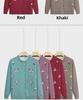 Middle-aged & Elderly Women's Plus Velvet Knitted Cardigan - Autumn/Winter Round-Neck Sweater