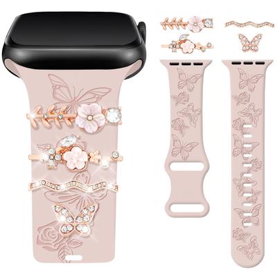 Силиконовый ремешок-кольцо со стразами для Apple Watch