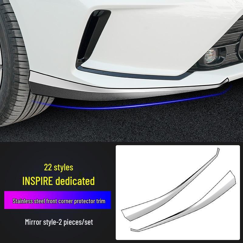 Compatible with 22 Inspire Models: Stainless Steel Front Bumper Trim, Corner Guard, and Center Grille Decorative Strip.