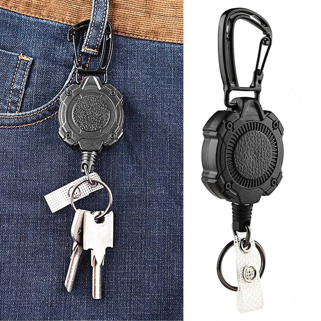 Anti-theft Retractable Keychain Retractable Hook Keychain Stainless Steel Rope Keyholder Keyring Accessories 80cm