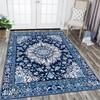 Классический ковер с экзотическими этническими узорами в оттенках синего, для различных помещений, таких как гостиная, ванная комната, кухня, спальня