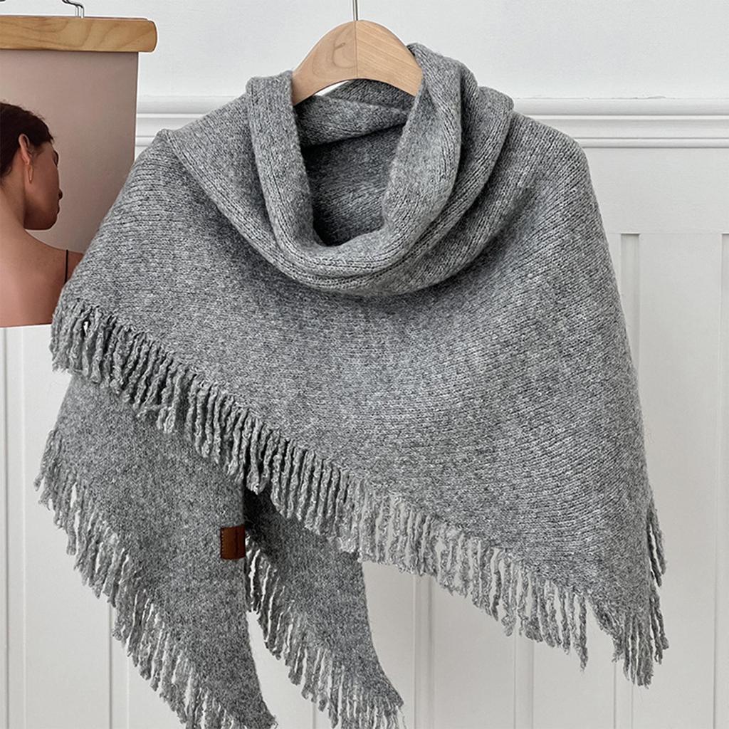 New Ladies Knitted Scarf Fashionable Wool Shawl Winter Warm Women Versatile Scarf High-end Sense Solid Color Tassel Scarf