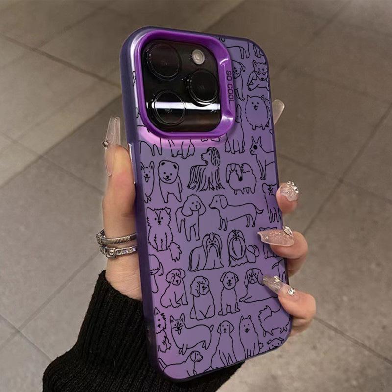 Cute Doodle Dog Line Art Pattern Design Protective Cover for iPhone 17 16 15 14 13 12 11 16E Series Pro Max Plus
