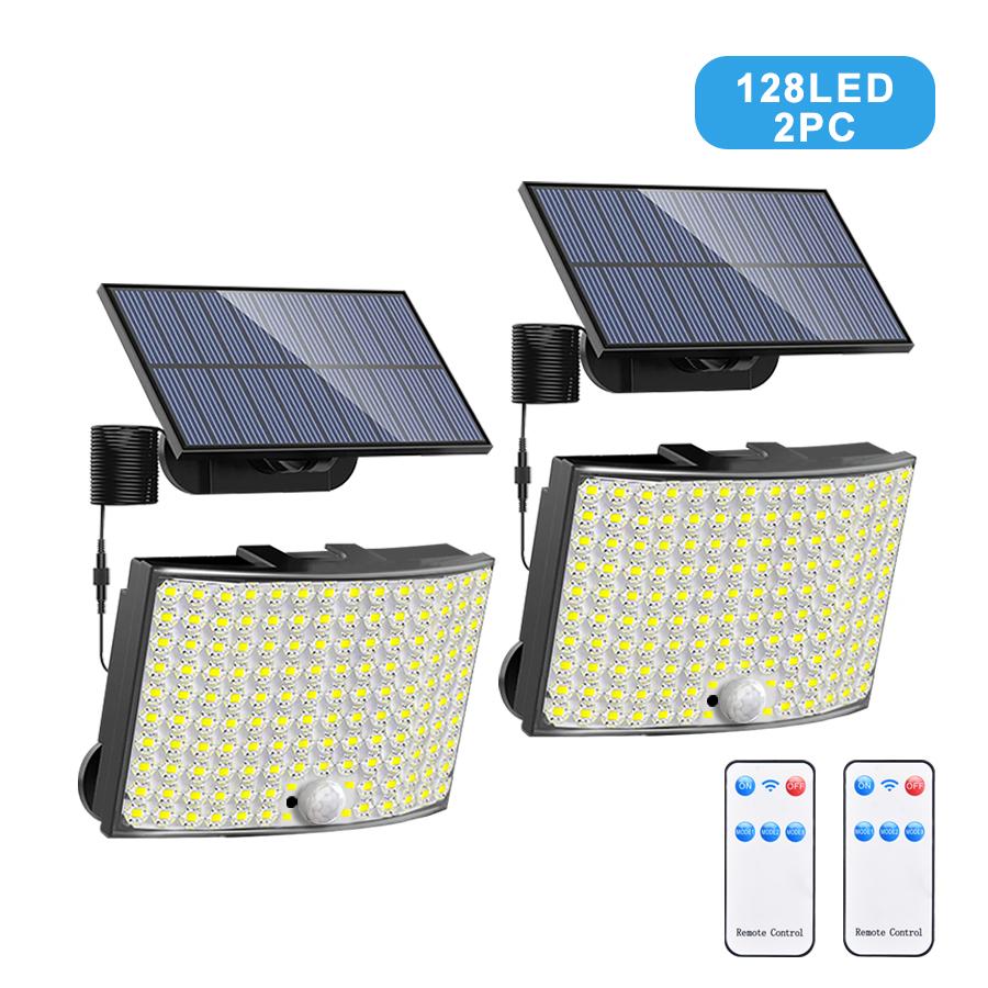 128/106 Солнечный светодиодный светильник для улицы, водонепроницаемый, с датчиком движения, точечные светильники для освещения садовой дорожки, настенные светильники для гаража