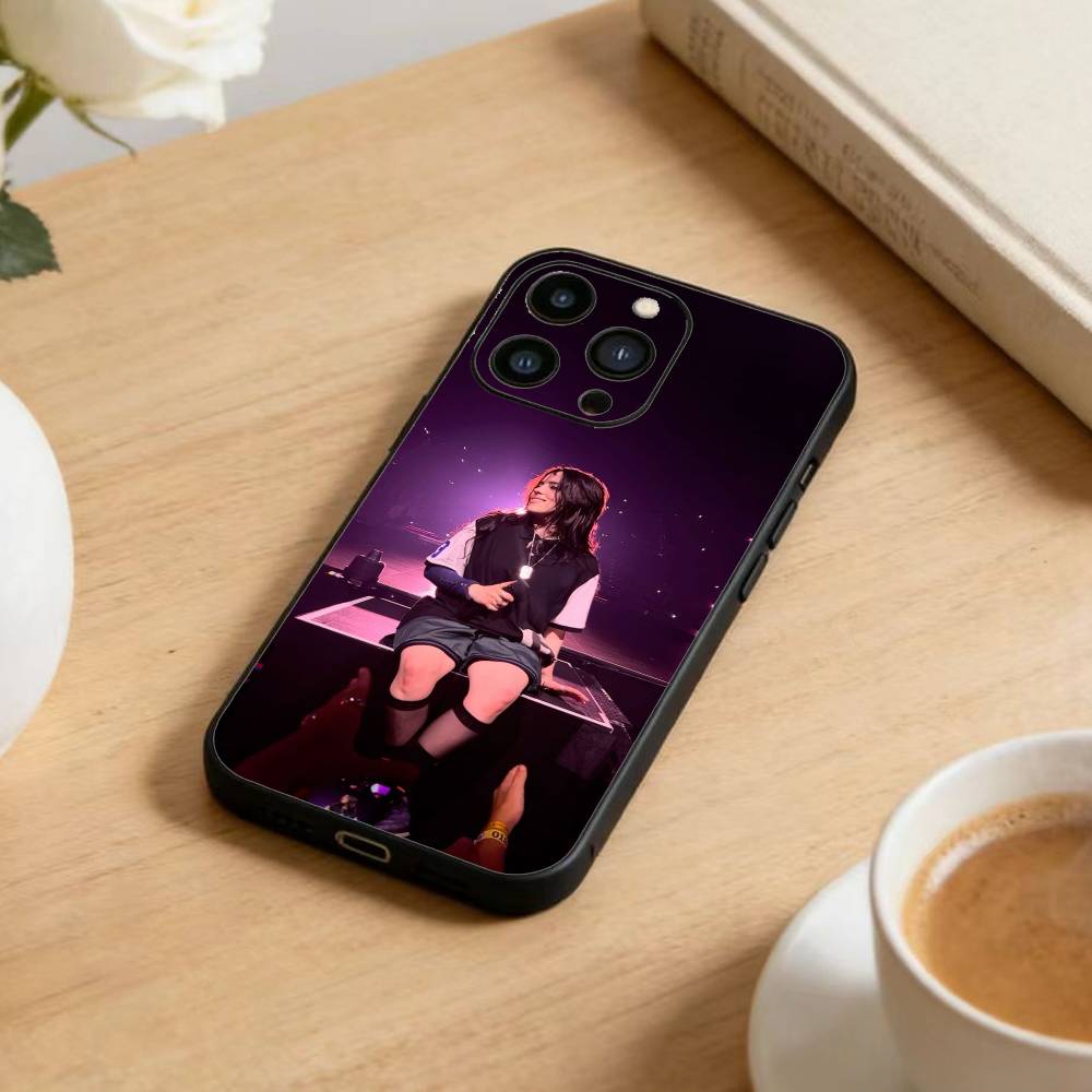 Чехол для телефона Billie Eilish для iPhone 17 16 15 14 13 12 Max Plus Силиконовый Черный Чехол