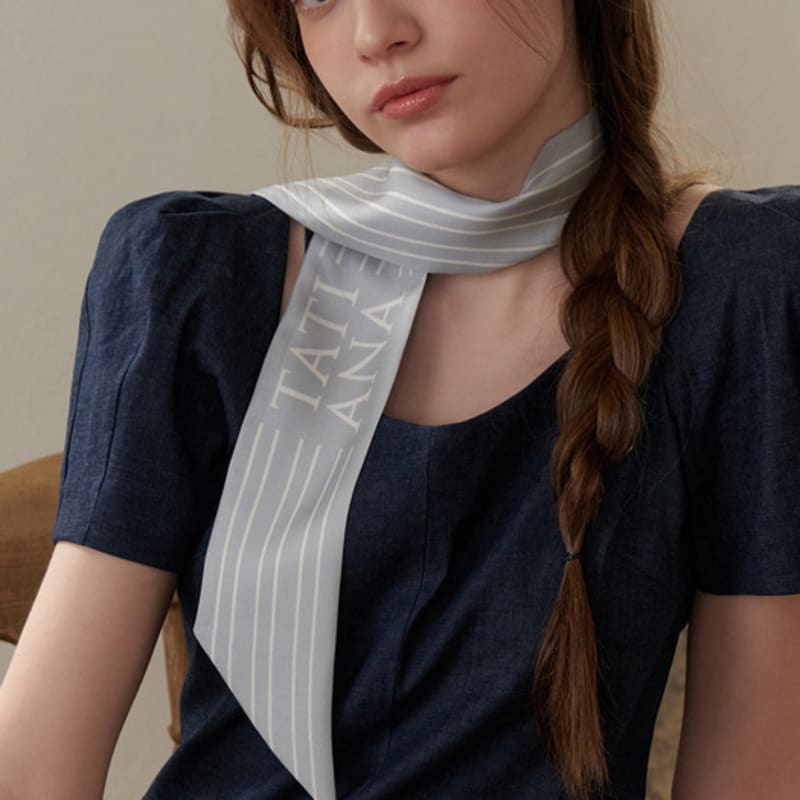 Tatiana Lettering Striped Twilly Silk Scarf SF2901