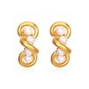 Fashion Irregular Winding Pearl Stainless Steel Earrings Women's Retro Light Luxury Plated 18K Earrings