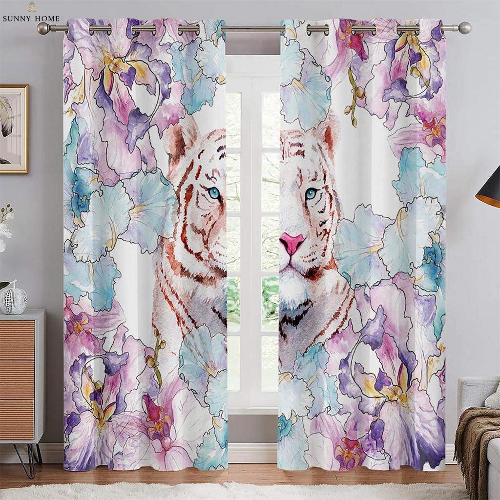Тигр Лев животное 3D печать занавеска спальня гостиная кабинет кухня затемнение теплоизоляция занавеска украшение дома 2 шт