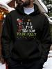Men'S Christmas Print Hoodie with Kangaroo Pocket And Drawstring - Warm Pullover for Spring And Au