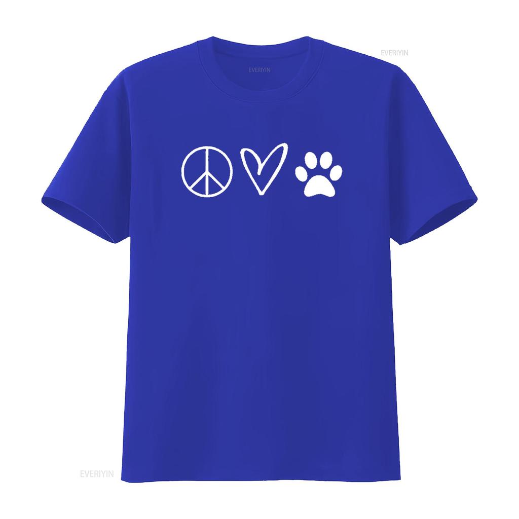 Funny Peace Sign Heart Paw Print Womens T Shirt Sarcastic Joke Black vintage Washed Casual Versatile Stylish streetwear
